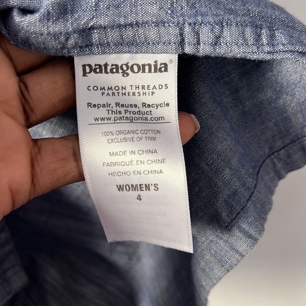 Patagonia Women’s Denim Midi Length Longsleeve Shirt Dress Size 4 Blue - Picture 6 of 8